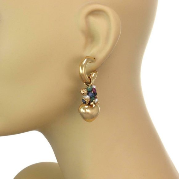 13ct Ruby Emerald Sapphire Pearls 18k Gold Hearts - Picture 2 of 4